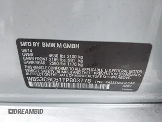 2015 BMW M3 z VIN WBS3C9C51FP803778, wystawiony jako IAAI lot #41732784 z przebiegiem 58 820 mil mil oraz . Historia ofert i sprzedaży dostępna na DreamBid. Obrazek 9.