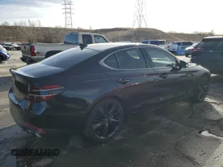 2023 Genesis G70 2.0T with VIN KMTG34TA5PU132838, listed as a Copart auction lot 85335444 with 5,970 mi miles and Salvage Title. Bid and sale history available at DreamBid. Image 3.