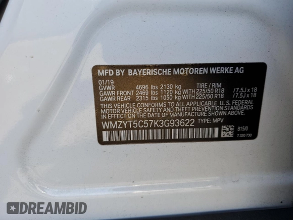 2019 MINI Countryman Cooper S with VIN WMZYT5C57K3G93622, listed as a Copart auction lot 70916044 with 33,307 mi miles and Salvage Title. Bid and sale history available at carsss.com. Image 12.