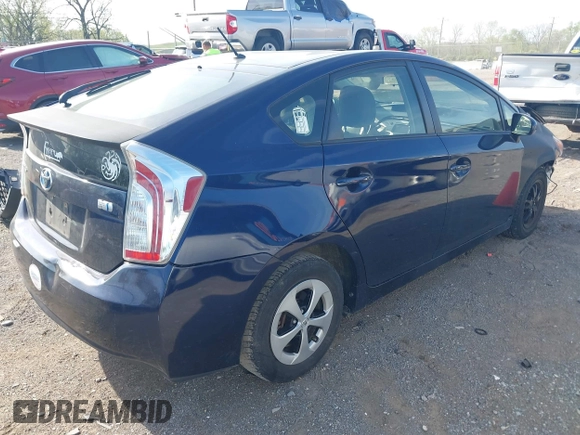 2013 Toyota Prius One with VIN JTDKN3DU4D1733094, listed as a IAAI auction lot 42023958 with 106,672 mi miles. Bid and sale history available at carsss.com. Image 4.
