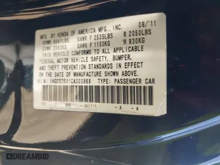 2012 Honda Accord Cpe EX-L with VIN 1HGCS2B81CA000868, listed as a IAAI auction lot 42004811 with 179,792 mi miles. Bid and sale history available at carsss.com. Image 9.
