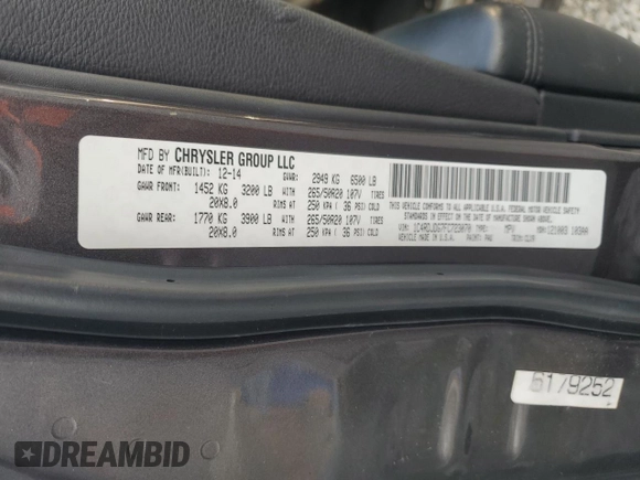 2015 Dodge Durango Limited with VIN 1C4RDJDG7FC723070, listed as a Copart auction lot 47795875 with 162,795 mi miles and Salvage Title. Bid and sale history available at carsss.com. Image 14.