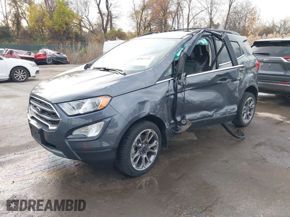 2021 Ford EcoSport Titanium z VIN MAJ6S3KL0MC403516, wystawiony jako IAAI lot #40961351 z przebiegiem 42 158 mil mil oraz . Historia ofert i sprzedaży dostępna na DreamBid. Obrazek 2.