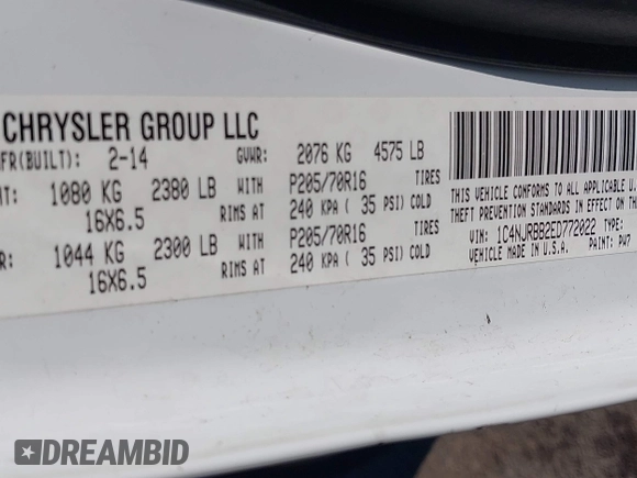 2014 Jeep Patriot Sport with VIN 1C4NJRBB2ED772022, listed as a IAAI auction lot 41749664 with 161,876 mi miles. Bid and sale history available at carsss.com. Image 9.