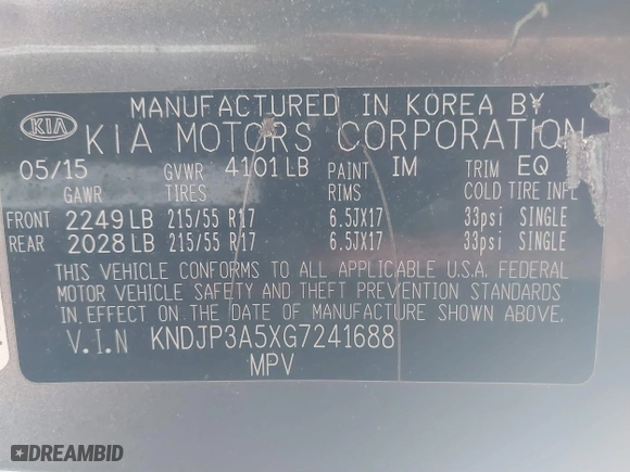2016 Kia Soul + with VIN KNDJP3A5XG7241688, listed as a IAAI auction lot 41678769 with 164,823 mi miles. Bid and sale history available at carsss.com. Image 9.