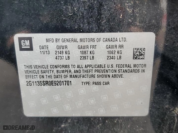 2014 Chevrolet Impala LT Eco with VIN 2G1135SR0E9201701, listed as a Copart auction lot 43911285 with 162,459 mi miles and Clean Title. Bid and sale history available at carsss.com. Image 12.