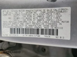 2007 Toyota Tacoma PreRunner z VIN 3TMJU62N27M036493, wystawiony jako Copart lot #59176245 z przebiegiem 268 588 mil mil oraz Szkoda całkowita • Salvage title. Historia ofert i sprzedaży dostępna na DreamBid. Obrazek 12.