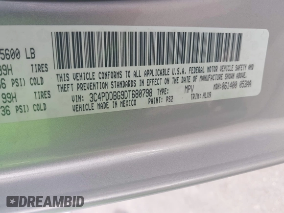 2013 Dodge Journey SXT with VIN 3C4PDDBG9DT680798, listed as a IAAI auction lot 41655958 with 140,594 mi miles and . Bid and sale history available at DreamBid. Image 9.