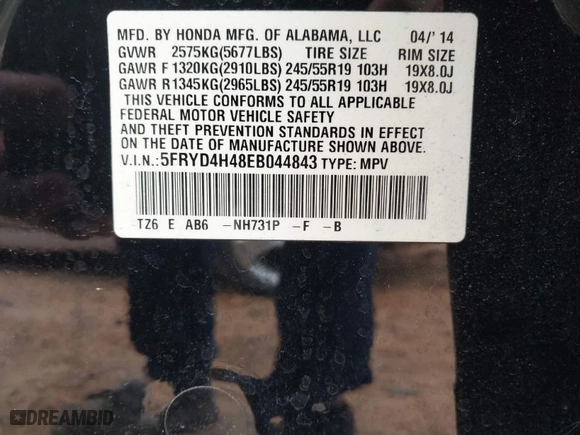 2014 Acura MDX Tech Pkg with VIN 5FRYD4H48EB044843, listed as a IAAI auction lot 41142878 with 127,894 mi miles. Bid and sale history available at carsss.com. Image 9.