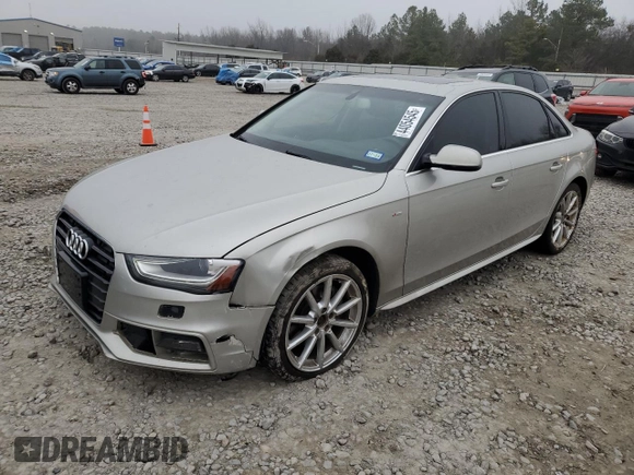 2014 Audi A4 Premium Plus with VIN WAUFFAFLXEN007111, listed as a Copart auction lot 44054545 with 184,055 mi miles and Salvage Title. Bid and sale history available at carsss.com. Image 1.