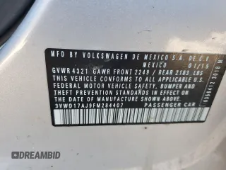 2015 Volkswagen Jetta Sport with VIN 3VWD17AJ9FM284407, listed as a Copart auction lot 75402284 with Not provided miles and Salvage title. Bid and sale history available at DreamBid. Image 12.