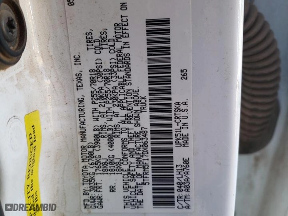 2013 Toyota Tundra 2WD Truck with VIN 5TFRM5F17DX063487, listed as a Copart auction lot 46518425 with NaN miles and Salvage Title. Bid and sale history available at carsss.com. Image 12.