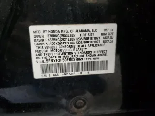 2014 Honda Pilot EX-L with VIN 5FNYF3H59EB027869, listed as a Copart auction lot 52512485 with 203,292 mi miles and Salvage Title. Bid and sale history available at carsss.com. Image 13.