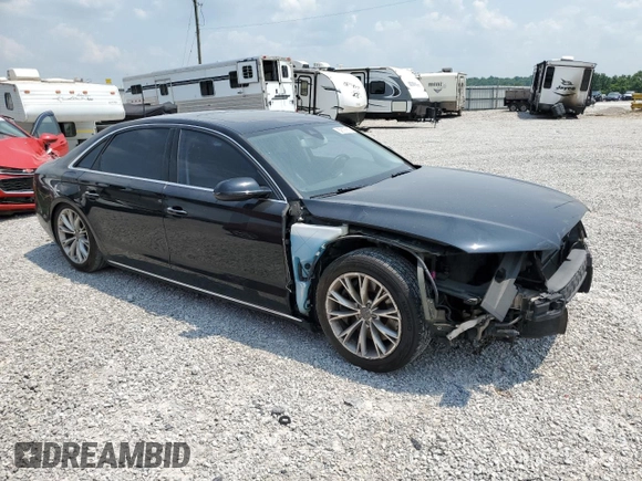 2012 Audi A8 with VIN WAURVAFDXCN026781, listed as a Copart auction lot 59197615 with 160,567 mi miles and Salvage title. Bid and sale history available at DreamBid. Image 4.