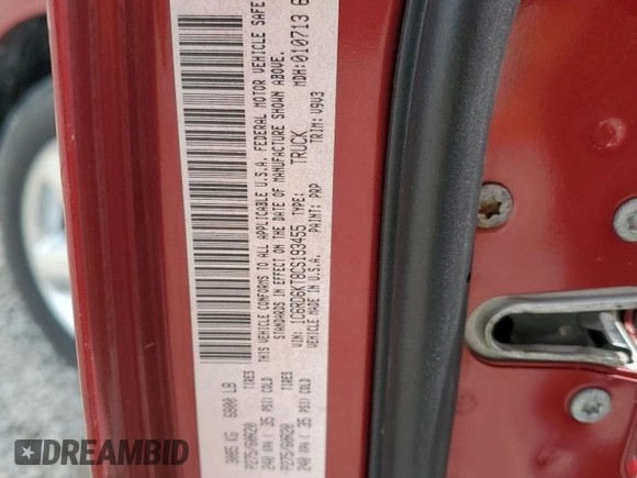 2012 Ram 1500 Express with VIN 1C6RD6KT8CS193455, listed as a Copart auction lot 53996495 with 213,154 mi miles and Salvage title. Bid and sale history available at DreamBid. Image 13.