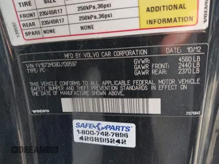 2013 Volvo C70 T5 z VIN YV1672MC8DJ139597, wystawiony jako IAAI lot #41459072 z przebiegiem 115 807 mil mil oraz . Historia ofert i sprzedaży dostępna na DreamBid. Obrazek 9.