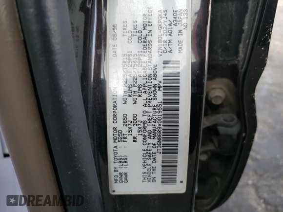 1997 Toyota 4Runner SR5 z VIN JT3GN86R9V0019551, wystawiony jako Copart lot #51710715 z przebiegiem Nie podano mil oraz Nie do naprawy • Non repairable. Historia ofert i sprzedaży dostępna na DreamBid. Obrazek 13.