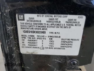 2003 GMC Envoy SLT with VIN 1GKES16SX36220489, listed as a Copart auction lot 71859834 with 148,811 mi miles and Salvage Title. Bid and sale history available at DreamBid. Image 13.