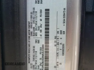 2022 Ford Transit with VIN 1FDRU8UG5NKA33889, listed as a Copart auction lot 55999664 with 23,149 mi miles and Salvage Title. Bid and sale history available at DreamBid. Image 13.