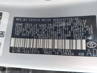 2016 Toyota Corolla L with VIN 2T1BURHE5GC663033, listed as a IAAI auction lot 41975650 with 159,718 mi miles. Bid and sale history available at carsss.com. Image 9.