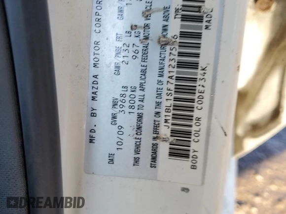 2010 Mazda 3 i Sport with VIN JM1BL1SF7A1237586, listed as a Copart auction lot 45565085 with 296,614 mi miles and Salvage Title. Bid and sale history available at carsss.com. Image 13.