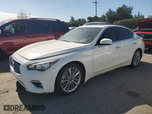 2021 Infiniti Q50 3.0t LUXE with VIN JN1EV7BP3MM701546, listed as a Copart auction lot 46656405 with 41,267 mi miles and Salvage Title. Bid and sale history available at carsss.com. Image 1.