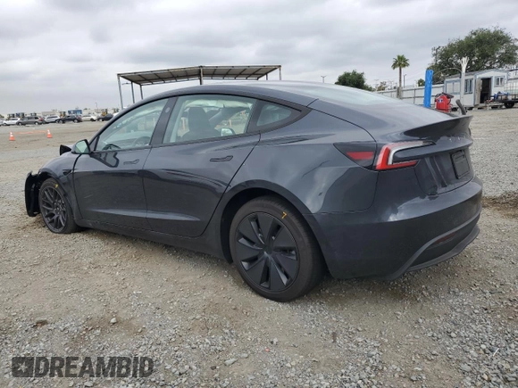 2025 Tesla Model 3 Long Range with VIN 5YJ3E1EA5SF918823, listed as a Copart auction lot 55966905 with 3,754 mi miles and Salvage title. Bid and sale history available at DreamBid. Image 2.