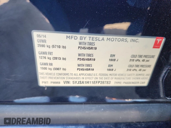 2014 Tesla Model S 60 z VIN 5YJSA1H11EFP39783, wystawiony jako Copart lot #65086315 z przebiegiem 175 480 mil mil oraz Czysty tytuł • Clean title. Historia ofert i sprzedaży dostępna na DreamBid. Obrazek 12.
