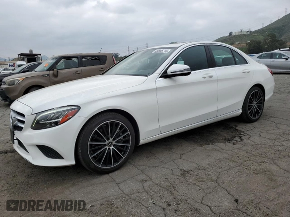 2019 Mercedes-Benz C 300 with VIN WDDWF8DBXKR458622, listed as a Copart auction lot 49896715 with 77,711 mi miles and Salvage Title. Bid and sale history available at DreamBid. Image 1.