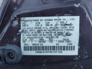 1999 Nissan Altima XE with VIN 1N4DL01D7XC147120, listed as a IAAI auction lot 41467346 with Not Provided miles and . Bid and sale history available at carsss.com. Image 9.