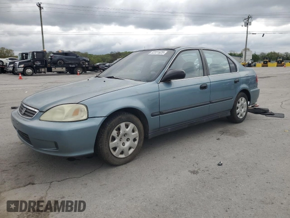 1999 Honda Civic LX with VIN 1HGEJ6577XL006237, listed as a Copart auction lot 52331625 with 279,787 mi miles and Clean Title. Bid and sale history available at carsss.com. Image 1.