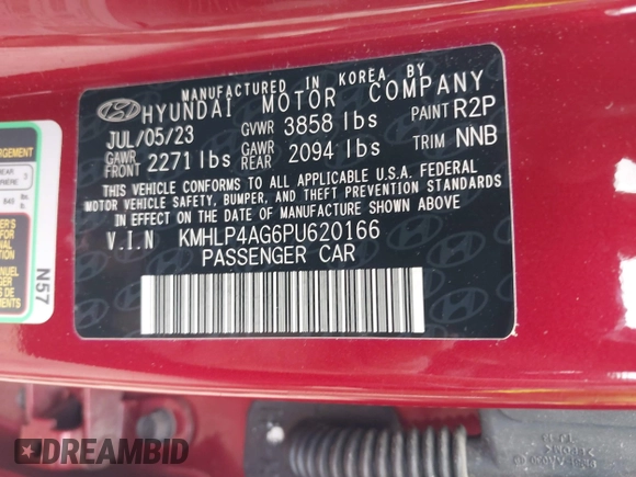 2023 Hyundai Elantra Limited z VIN KMHLP4AG6PU620166, wystawiony jako IAAI lot #42321119 z przebiegiem 32 520 mil mil oraz . Historia ofert i sprzedaży dostępna na DreamBid. Obrazek 9.