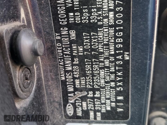 2011 Kia Sorento LX with VIN 5XYKT3A19BG100376, listed as a Copart auction lot 51513125 with 194,705 mi miles and Clean Title. Bid and sale history available at DreamBid. Image 12.