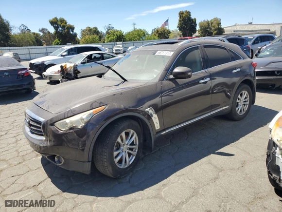2012 Infiniti FX35 with VIN JN8AS1MW7CM152197, listed as a Copart auction lot 66753344 with 0 mi miles and Salvage Title. Bid and sale history available at carsss.com. Image 1.