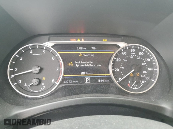 2022 Nissan Sentra SV with VIN 3N1AB8CV4NY250815, listed as a Copart auction lot 50358025 with 23,742 mi miles and Clean Title. Bid and sale history available at DreamBid. Image 9.