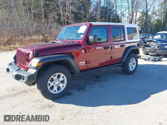 2021 Jeep Wrangler Unlimited Sport S with VIN 1C4HJXDG4MW647164, listed as a IAAI auction lot 40952672 with 51,366 mi miles and . Bid and sale history available at DreamBid. Image 2.