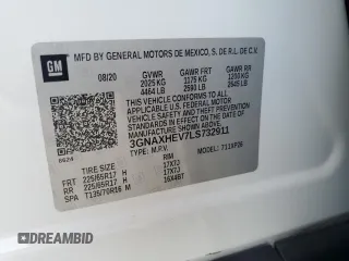 2020 Chevrolet Equinox LS z VIN 3GNAXHEV7LS732911, wystawiony jako Copart lot #59150135 z przebiegiem 111 282 mil mil oraz Nie do naprawy • Non repairable. Historia ofert i sprzedaży dostępna na DreamBid. Obrazek 13.