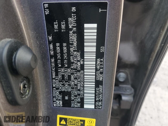 2019 Toyota Highlander LE with VIN 5TDBZRFH5KS930038, listed as a Copart auction lot 61880015 with 85,641 mi miles and Salvage title. Bid and sale history available at DreamBid. Image 13.