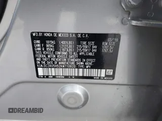 2019 Honda HR-V EX with VIN 3CZRU5H52KM710620, listed as a IAAI auction lot 41380796 with 50,683 mi miles. Bid and sale history available at carsss.com. Image 9.