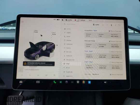2023 Tesla Model 3 with VIN 5YJ3E1EA1PF678225, listed as a Copart auction lot 62634945 with 24,932 mi miles and Salvage title. Bid and sale history available at DreamBid. Image 9.