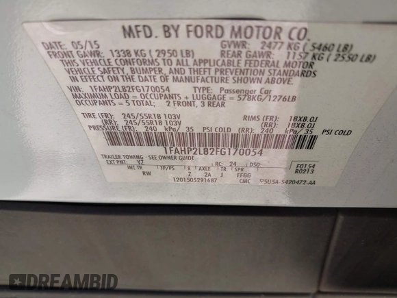 2015 Ford Police Interceptor с VIN 1FAHP2L82FG170054, выставлен на аукционе IAAI как лот 42778860 с пробегом 107 551 миль миль и . История ставок и продаж доступна на DreamBid. Изображение 9.