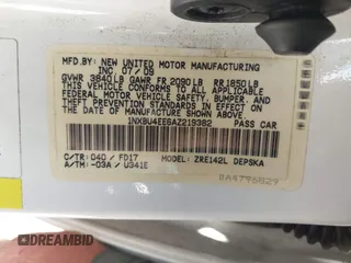 2010 Toyota Corolla with VIN 1NXBU4EE6AZ219382, listed as a IAAI auction lot 42563787 with 60,916 mi miles and . Bid and sale history available at DreamBid. Image 9.