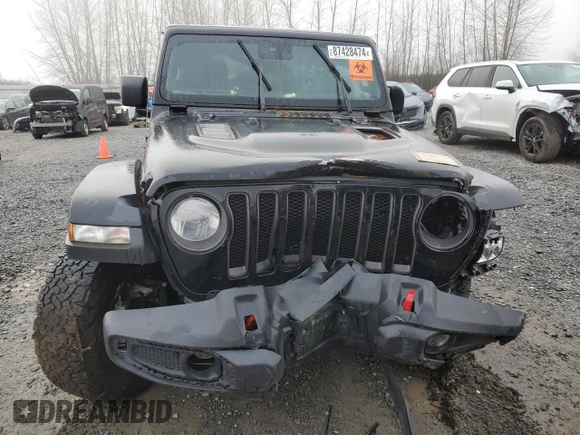 2021 Jeep Wrangler Unlimited Rubicon with VIN 1C4JJXFM7MW818199, listed as a Copart auction lot 87428474 with 18,696 mi miles and Salvage Title. Bid and sale history available at carsss.com. Image 5.