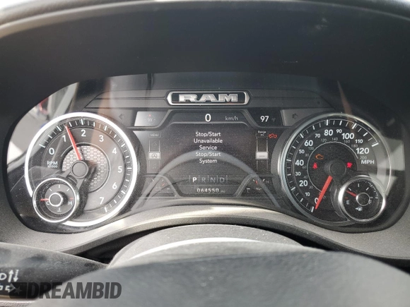 2021 Ram 1500 Big Horn with VIN 1C6SRFFTXMN696546, listed as a Copart auction lot 57255845 with 64,550 mi miles and Salvage title. Bid and sale history available at DreamBid. Image 9.