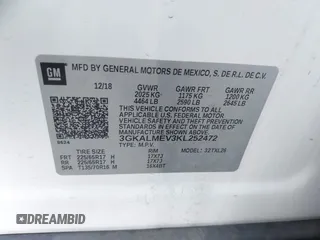 2019 GMC Terrain SLE z VIN 3GKALMEV3KL252472, wystawiony jako IAAI lot #41924804 z przebiegiem 84 412 mil mil oraz . Historia ofert i sprzedaży dostępna na DreamBid. Obrazek 9.