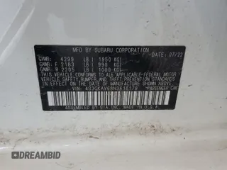 2022 Subaru Impreza Premium with VIN 4S3GKAV68N3610178, listed as a Copart auction lot 63338605 with 31,750 mi miles and Salvage title. Bid and sale history available at DreamBid. Image 12.