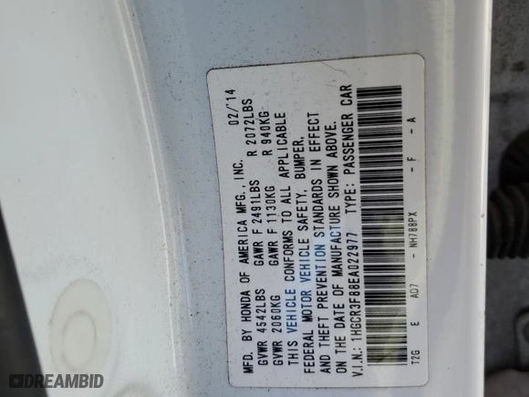 2014 Honda Accord Sedan EX-L with VIN 1HGCR3F88EA022977, listed as a Copart auction lot 78634074 with 170,119 mi miles and Salvage Title. Bid and sale history available at carsss.com. Image 15.