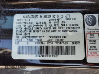 2014 Nissan 370Z Touring with VIN JN1AZ4EH6EM633637, listed as a Copart auction lot 50797105 with 0 mi miles and Salvage Title. Bid and sale history available at carsss.com. Image 14.