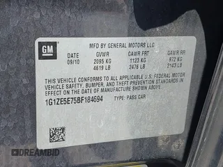 2011 Chevrolet Malibu LTZ with VIN 1G1ZE5E75BF184694, listed as a IAAI auction lot 42002433 with 185,724 mi miles and . Bid and sale history available at DreamBid. Image 9.