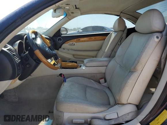 2003 Lexus SC 430 z VIN JTHFN48Y930048533, wystawiony jako Copart lot #57091815 z przebiegiem Nie podano mil oraz Szkoda całkowita • Salvage title. Historia ofert i sprzedaży dostępna na DreamBid. Obrazek 7.